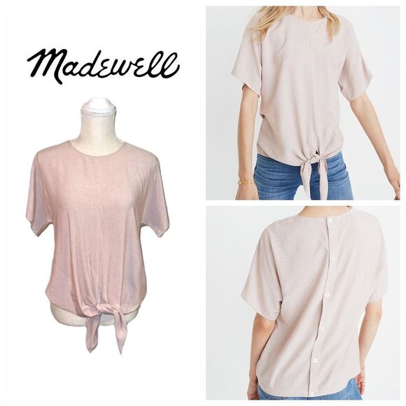 Madewell Button-Back Tie Tee in Stripe - Picture 1 of 15